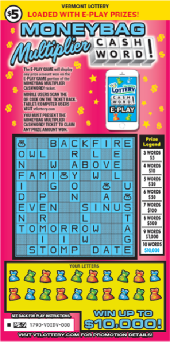 Moneybag Multiplier Cashword | Vermont Lottery